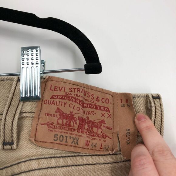 LEVI’S 44x32 501XX Straight Fit‎ Jeans Light Brown - Picture 4 of 6